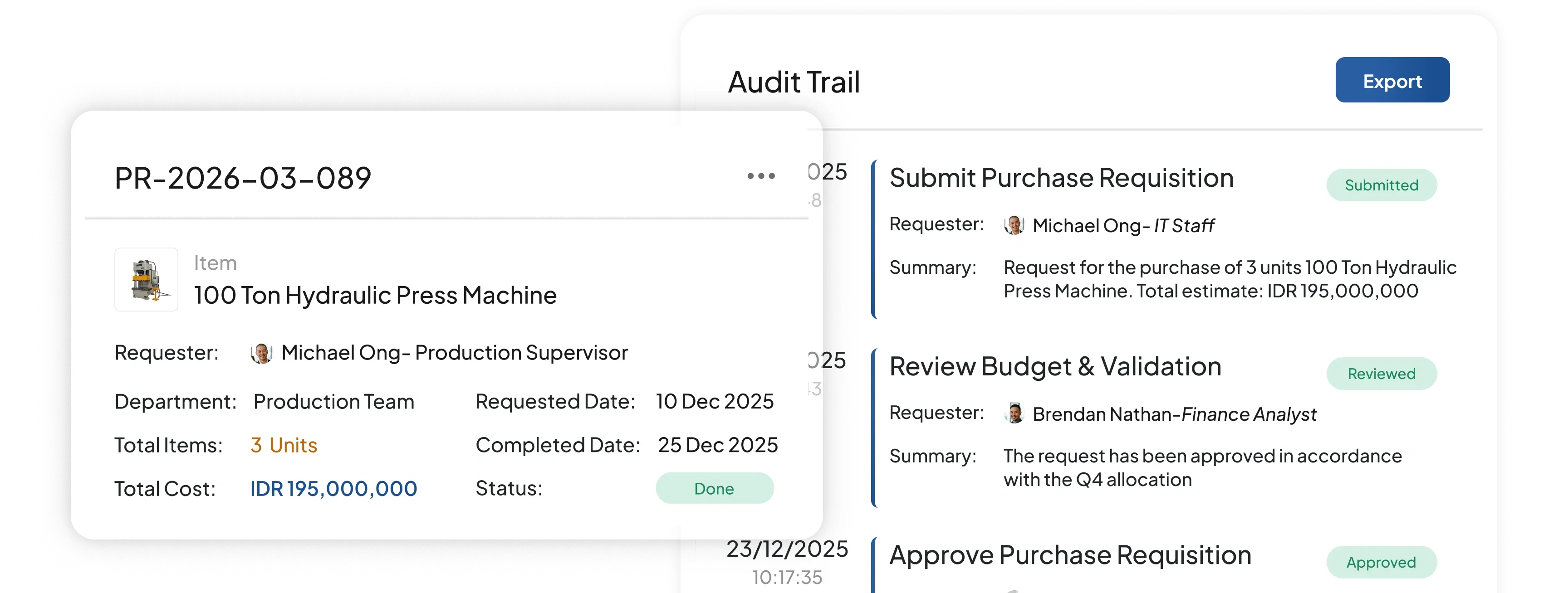 Fitur Audit Trail pada Setiap Keputusan pada software procurement HashMicro