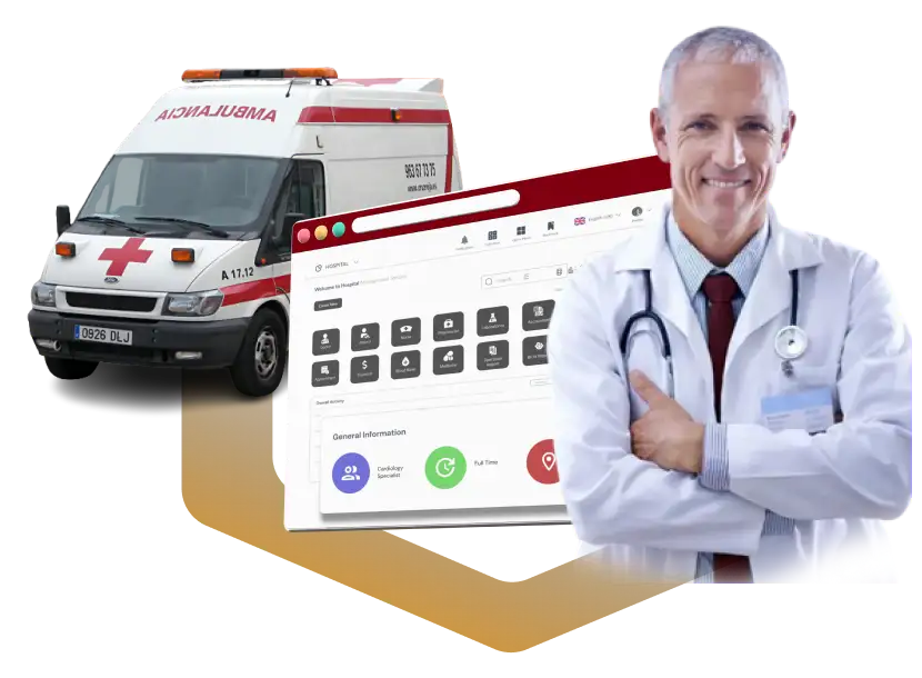 HashMicro Hospital & Clinic Management Software dashboard for patient administration, medical information monitoring, and hospital reporting