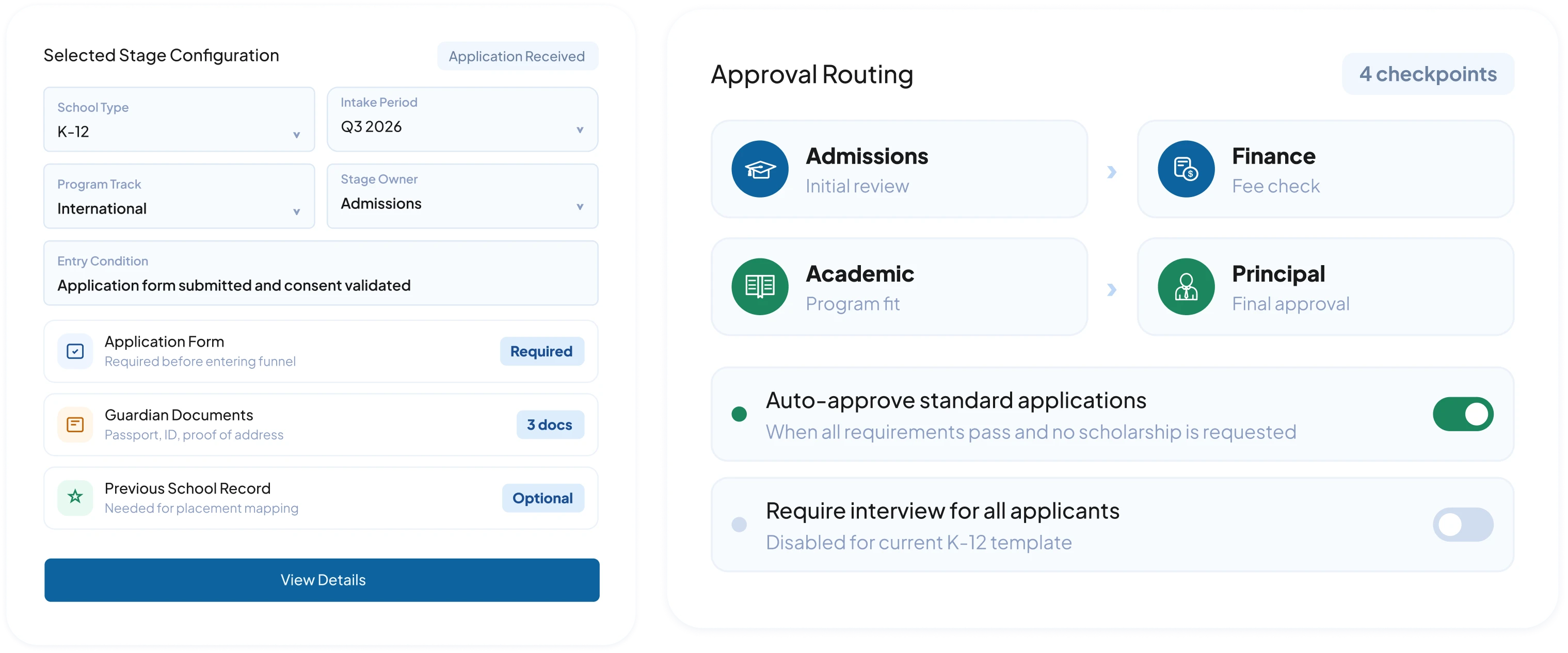 School Management Configurable Enrollment Stages